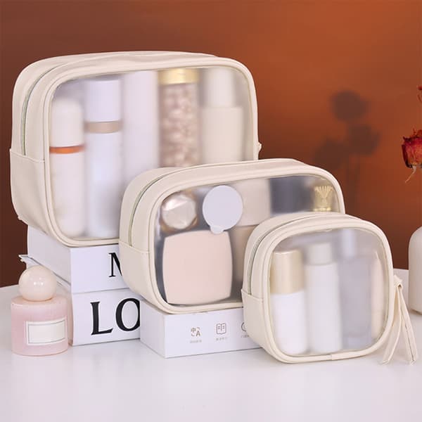1 stk. multifunktionel semi-transparent makeuptaske til kosmetikopbevaring M