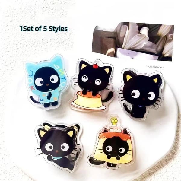 Tegneserie Svart Katt Dobbeltsidig Akryl binders e Journal Sc 5pcs set