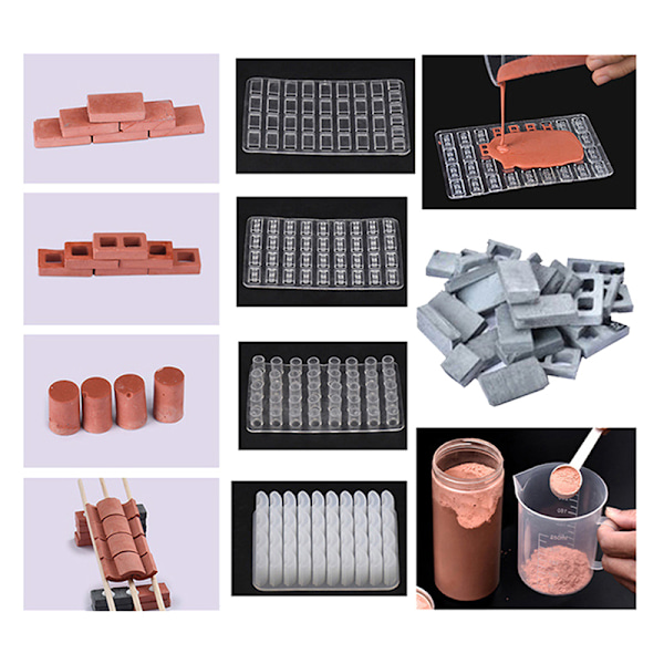 1 stk. Sandbord Bygningsfremstilling Mini Mursten Silikoneform DIY Hom B