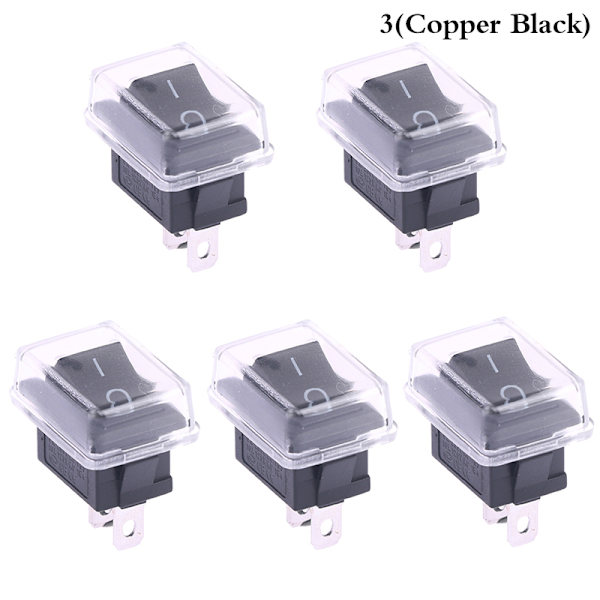 5 Stk Trykknap Miniafbryder 2Pin On/Off Vippekontakt med wat 3(Copper Black)