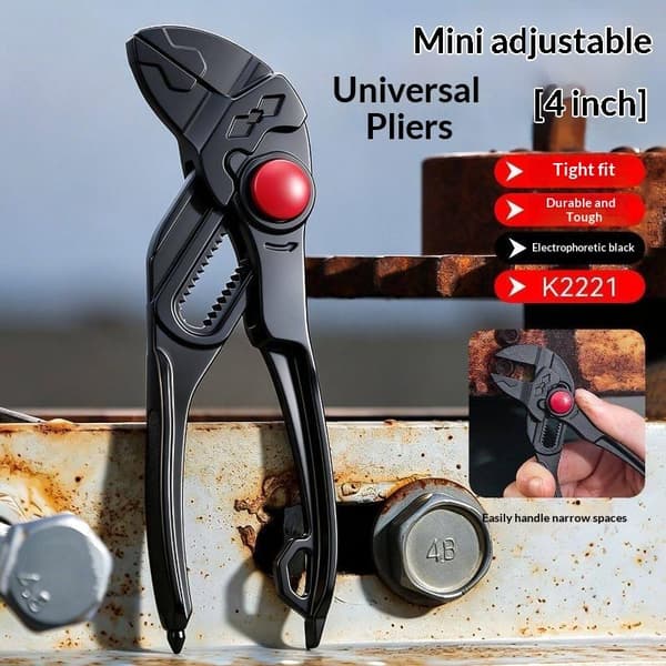 4 tum justerbar vattenpumptång Mini multifunktionell VVS Black