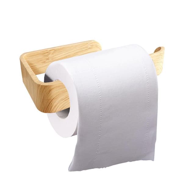 Selvklæbende U-formet toiletpapirholder uden boring, træåre