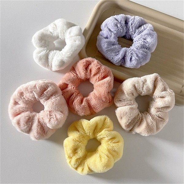 Vinter Varm mykt hår Scrunchies kvinner e Plush Elastic Multicol Beige