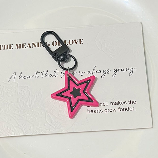 e Pentagram Pendant Nøglering Girl Students Star Nøglering Bagside Pink