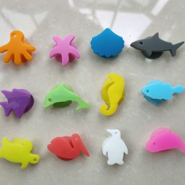 12 kpl/ set Creative e Wine Glass Charm Suction Marine Animals Wi