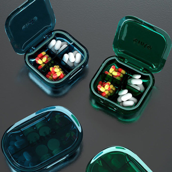 4 Grids Pill Organizer Storage Box Convenient Portable Travel M Black