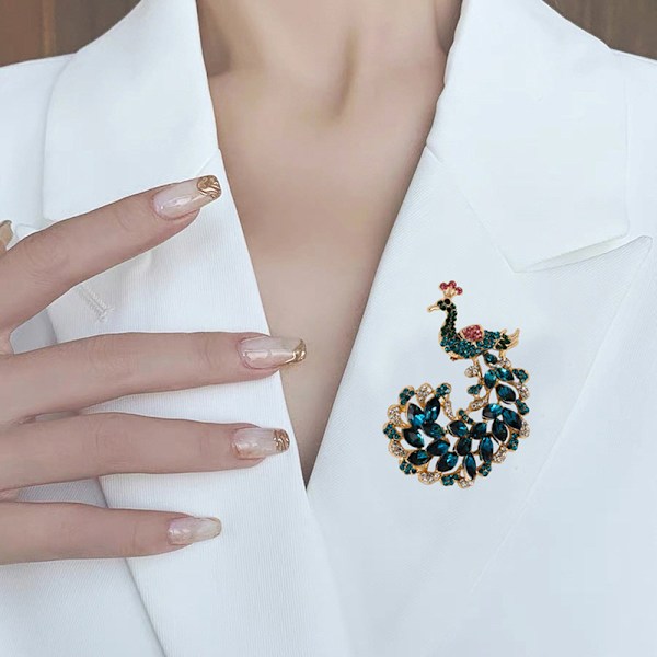 Crystal Rhinestone Peacock Brosch Djurbrosch e Pin Smycken P A1
