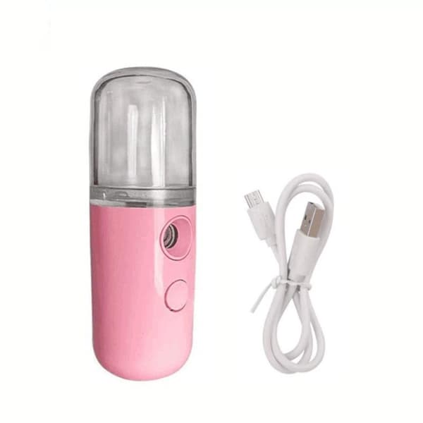 1 sett Nano Mist Ansiktssprøyte Luftfukter USB Oppladbar Nebu Pink