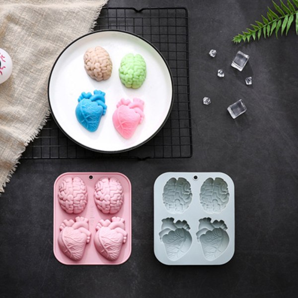 Brain Sydämen muotoinen mold Brain Fondant Molds Sili Pink