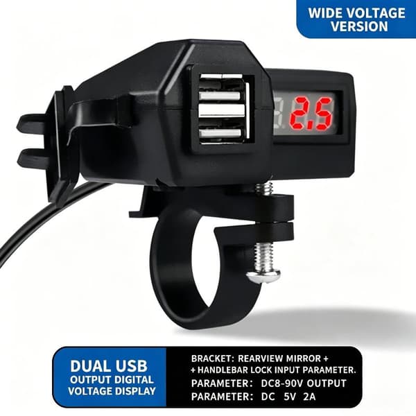 9-90VMotorcykelladdare 10-24V Motorcykeltillbehör Dubbel B