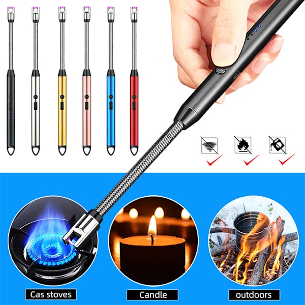 Multifunktionell elektrisk tändare USB-laddningsbar bärbar Elec Black