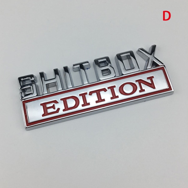 1X 3D ABS-emblem SHITBOX EDITION-emblem Bil hale-sideklistremerke D