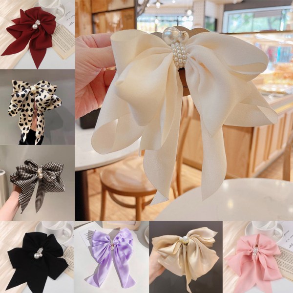 Ny Oversize Bowknot Pearl Barrettes Hårnålar Hårband Trendigt A4