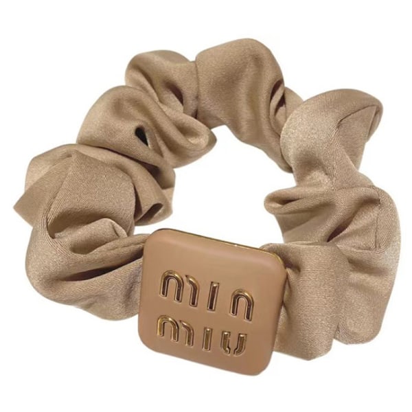 Retro bogstav-hårreb til piger Bløde silkestoffer Scrunchies S Beige