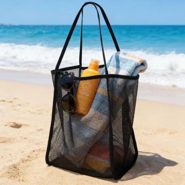 Mesh strandtaske Let åndbar hurtigtørrende rejsetaske til Black