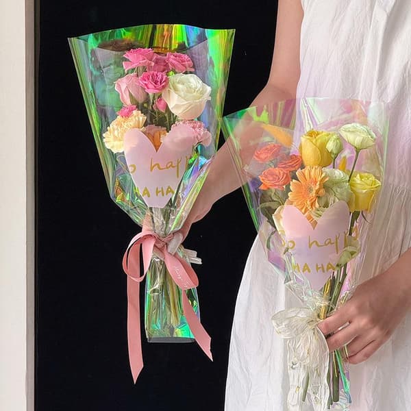 30 st transparenta rosförpackningspåsar Blomsterbukett Plastpåsar M