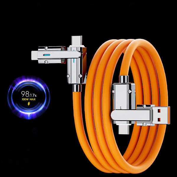 Ny 100W 2 i 2 PD snabb USB kabel för/honor utdragbar portab White 2m