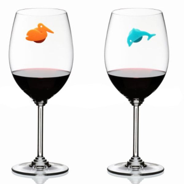 12 kpl/ set Creative e Wine Glass Charm Suction Marine Animals Wi