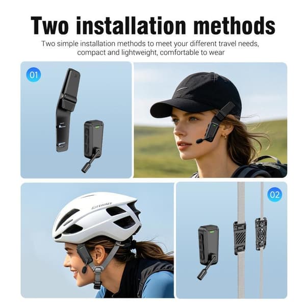 Trådlöst hjälmintercom Bluetooth-headset med mikrofon vattentätt Black