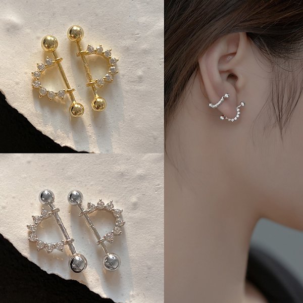 Halvcirkelformede trekantede geometriske bøjleøreringe Helix Cartilage P White