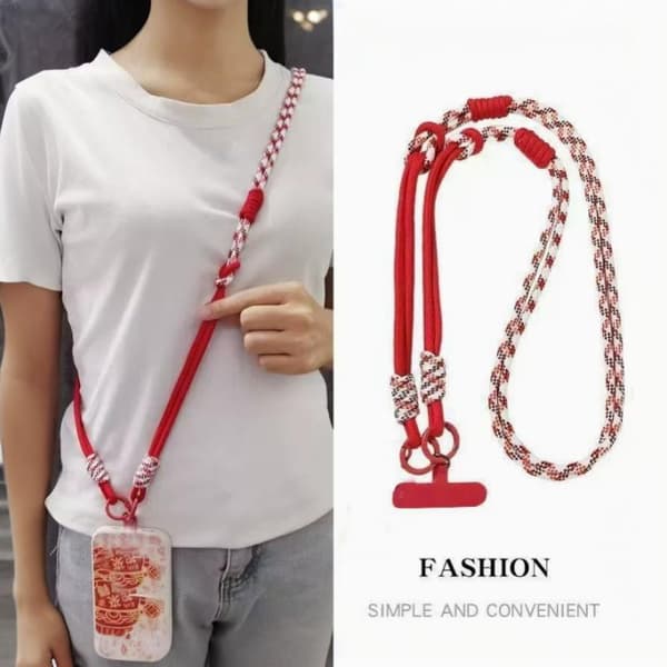 Dubbelfärgad Universal Mobiltelefonlina Diagonal Lång Axelrem A2
