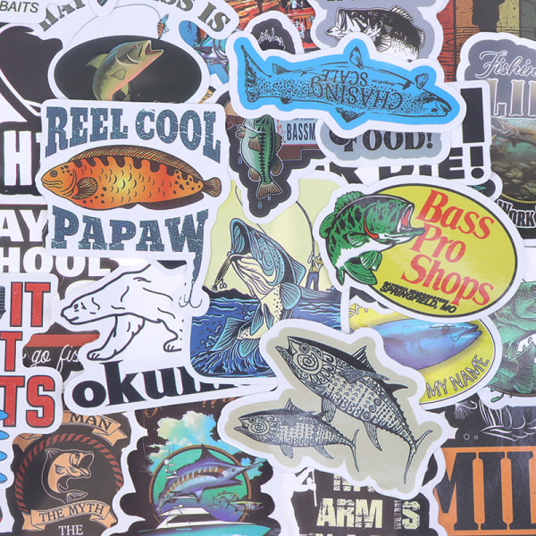 50/100 stk Outdoor Go Fishing Stickers Telefon Laptop Skateboard C A3