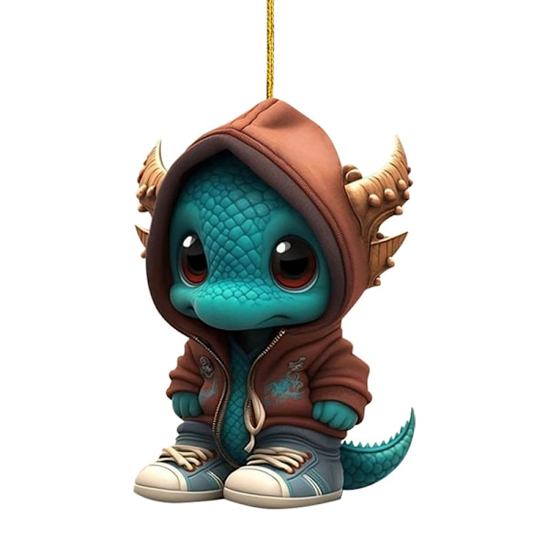 Cartoon Dragon Staty Ornament Akryl Hängsmycke Semester Dekoration A3