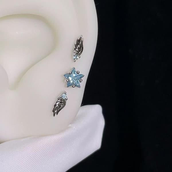 3 stk. mode Zircon vinge ørestikker til kvinder skinnende øreknogle Blue