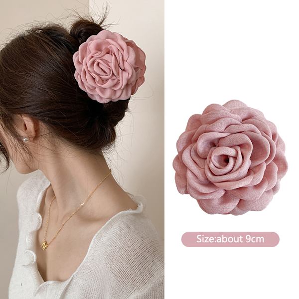 French Rose Hair Claw Clips Dame Søt Hårklemme Hårnålshår Pink
