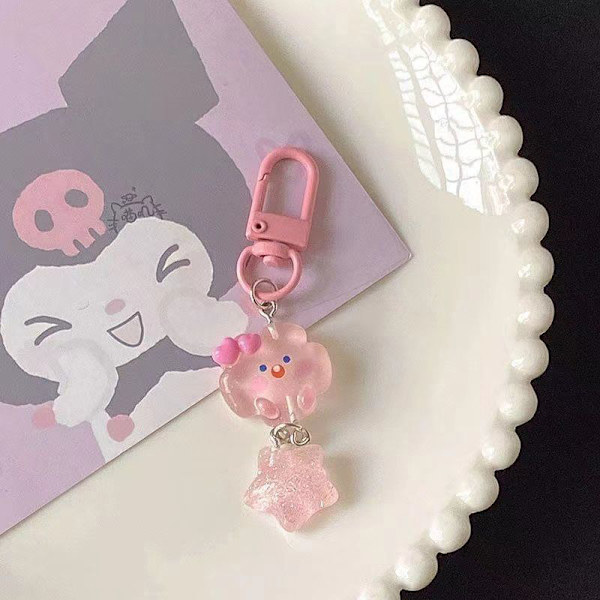e Cartoon Luminous Cloud Star nøkkelring Par Bag Pendant Jewel A5