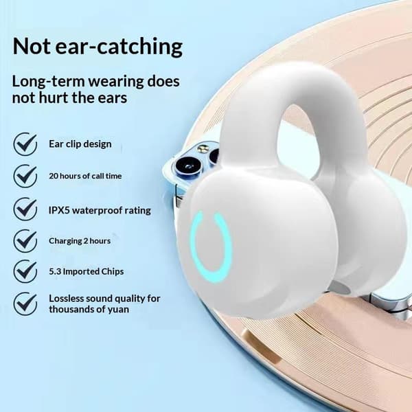 Trådløs Bluetooth Enkeltøre Knogleledning Clip-øre Høretelefon Black