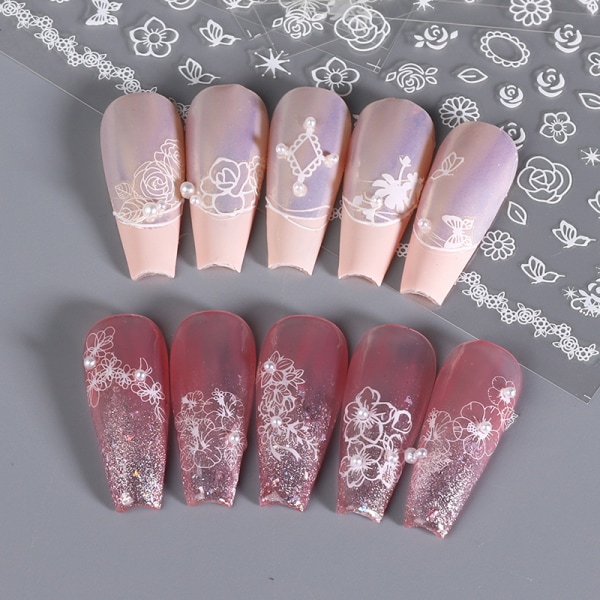 Fashion Cherry Blossom Nail Art Sticker 3D Blommor Manikyr Dec A10