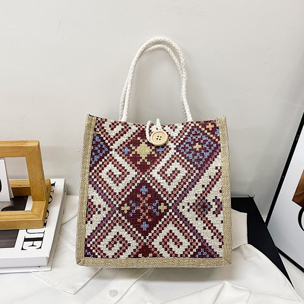 Canvasväskor för kvinnor Axelväska Retro Casual Tote Handväskor E A4