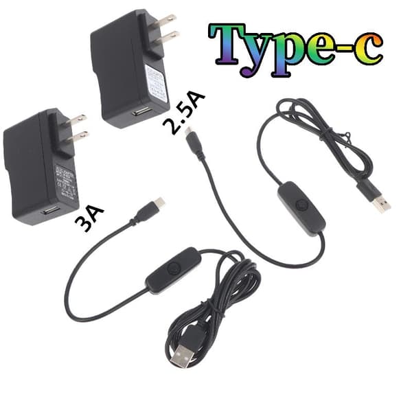 1/2/3 kpl Raspberry Pi 3 4 -virtakytkimelle USB C -jatkokaapeli 2500mA adapter 1pcs