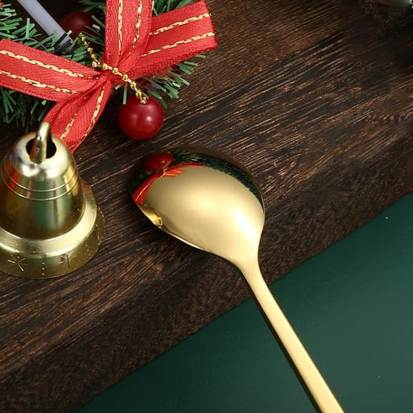 4 st julbestick i rostfritt stål sked gaffel set tecknad hand silvery