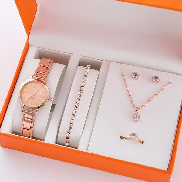 6 STK/Sæt Dameur Mode Rhinestone Quartz Ur Smykker A4