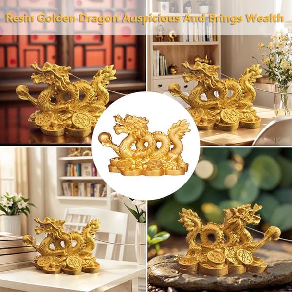 Gull Dragepynt For Stue/Kontor Feng Shui Dekorasjon Gold A
