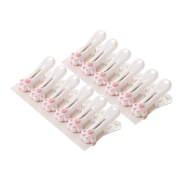 12 kpl Kawaii Cat Claw Vaatetapit Muoviset metallijousiklipsit Cl Pink