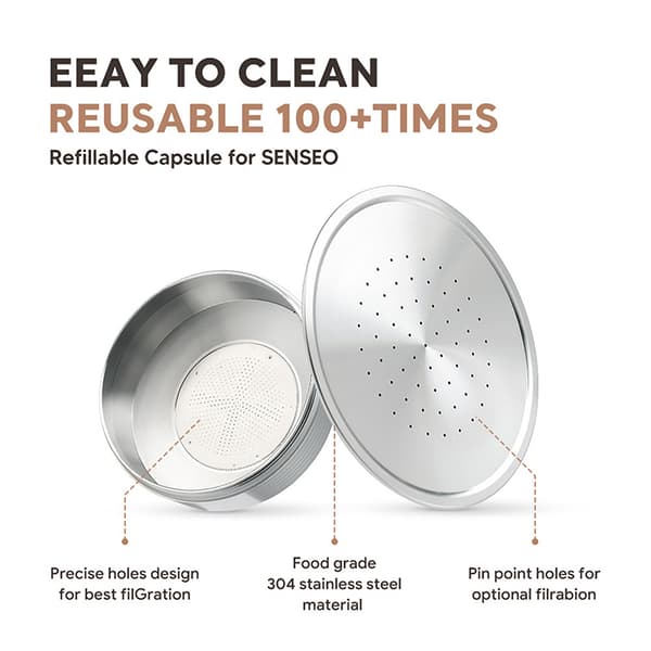 Til Senseo HD7801 kaffemaskine rustfrit stål sølv kapsel filter