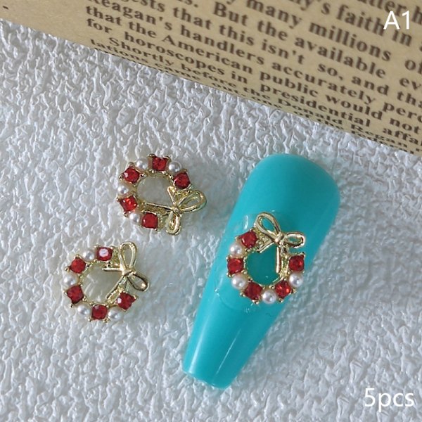5 st 3D Rhinestone Crystal Nagelkonst Garland Pärla Hängande Charms A3
