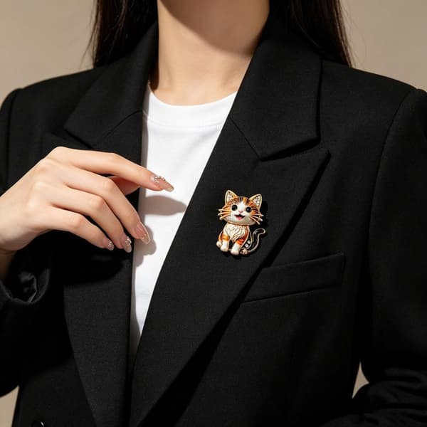 e Siddende Kat Brocher Til Kvinder Unisex Rhinestone Dejlig Kat A4