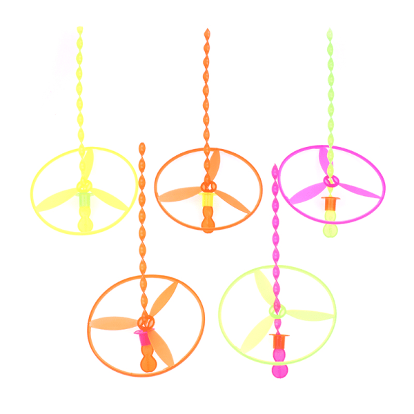 5 ST Twisty Flying Saucers Helikoptrar Utomhus Bamboo Dragonfly