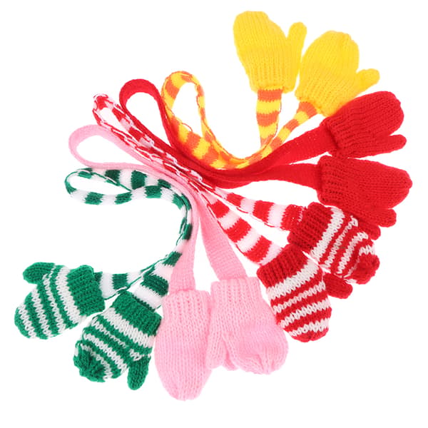 1/12 Dukkehustrikking Scarf Hansker Dukkehustjulepynt A4