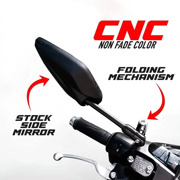 Motorcykel Sidespejl Foldemekanisme CNC 360° Processor Uni Black