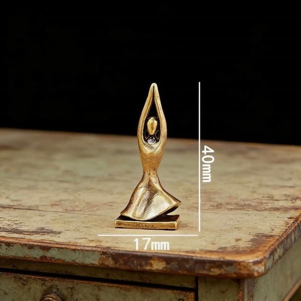 Mässing Yoga Flicka Staty Heminredning Figur Prydnad Abstrakt Char A3