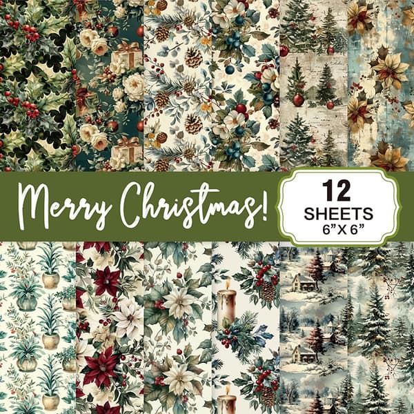 Jul Scrapbook Pappersblock 12 Ark 6x6 Glitter Konfetti Sn A3