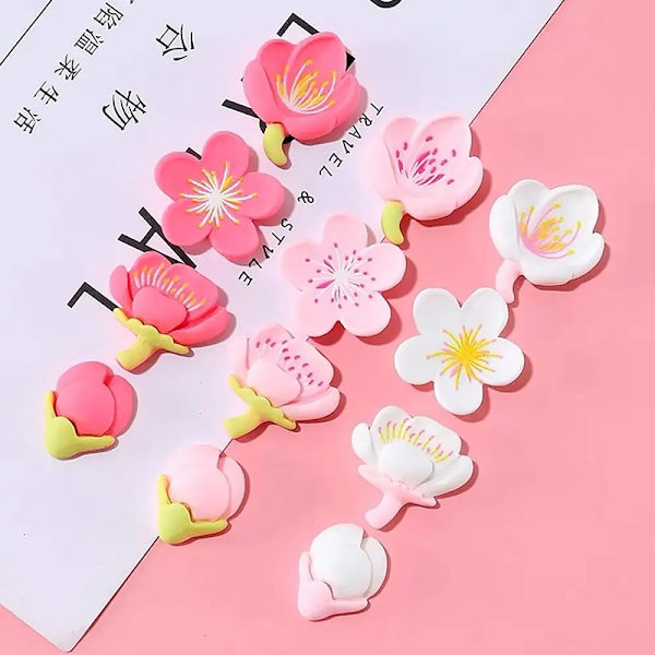 12 kpl Jääkaappimagneetti Pink Flower Resin koristeellinen valkotaulu Mag