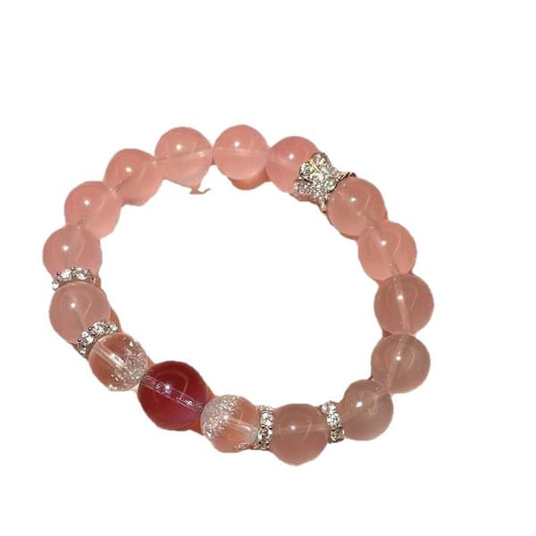 Imitasjon Icy Rosa Stein Krystall Elastisk Streng Armbånd Perle Pink