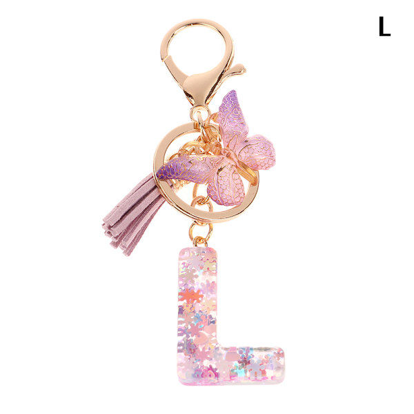 1 kpl A-Z Letters avaimenperä naisille Tupsu Butterfly Pendant Ini L