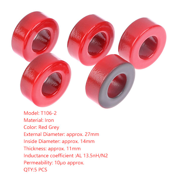 T106-2 jernferritt toroidkjerner 27*14*11 mm for induktorer jern